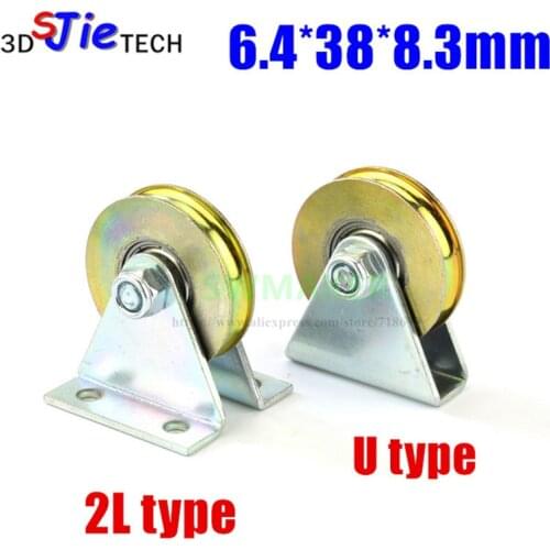 6.4*38*8.3mm with triangular bracket/L bracket, U-grooved wheel, bearing wire rope pulley/crane/guide wheel, with base