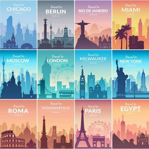 EverShine Diamond Painting Full Drill Square Landscape Diamond Embroidery Cartoons City Mosaic Cross Stitch Handmade Hobby