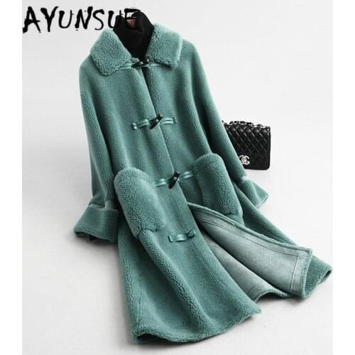 AYUNSUE Real Fur Coat Women 2020 New Sheep Shearing Winter Coat Women Korean Vintage Wool Jacket Manteau Femme KQN59326 YY1585