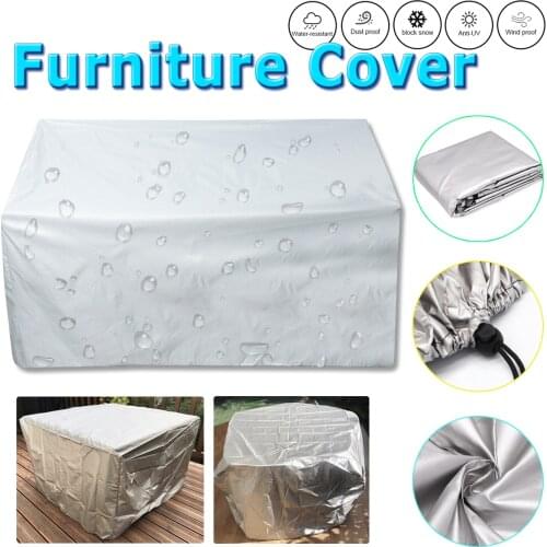 Multiple Size Outdoor Furniture Cover Patio Sofa Chair Table Cover Rain Snow Dust Covers Waterproof Cover Gray Silver