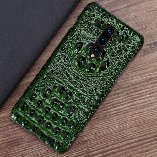 Genuine Leather Phone Case For Oneplus Nord 8 Pro 7 Pro 7T Pro 9 9T 5 5T 3 3T Crocodile Head Texture Back Cover Cowhide Funda