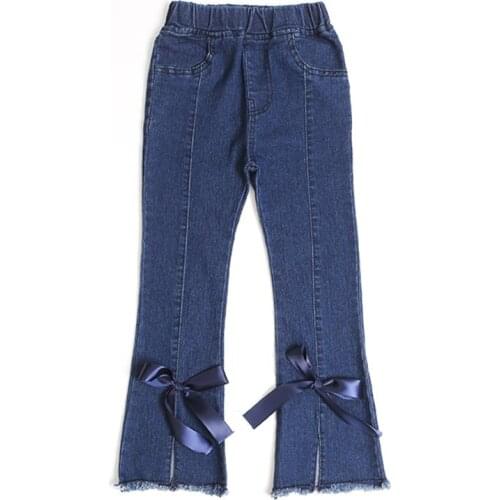 New Fashion Girl Spring Summer Denim Trousers Girls Jeans Pants With Bow Casual Trousers for Children 4 5 7 9 11 13 Year Old