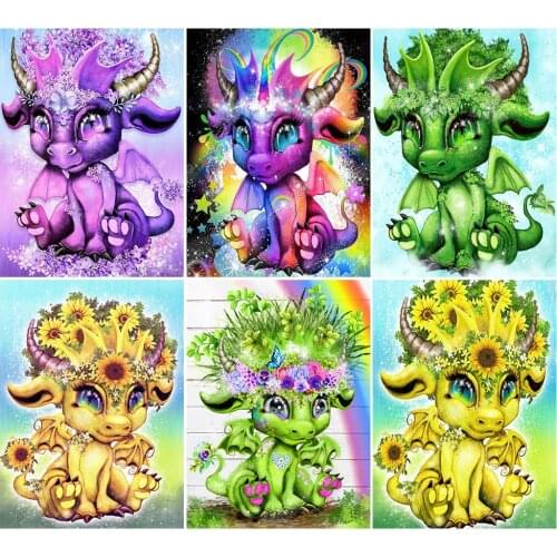 FIYO Diamond Painting Mystery Sticker Cartoon Unicorn Cute Dragon Cross Stitch Rhinestone Embroidery Home Kids Decor Murals DIY