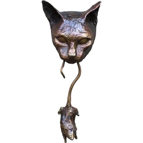 Cat Wall Art Garden Ornament Lawn Patio Resin Wall Sculpture Doorknob Gift