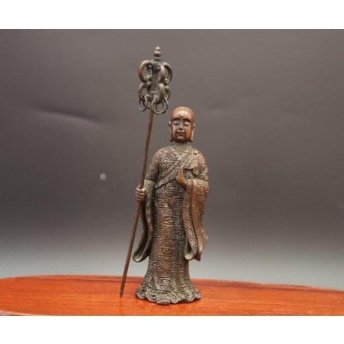 China Copper jizo Ksitigarbha Bodhisattva Ksitigarbharaja Tang monk Statue Ksitigarbha Raja Rang monk Statue