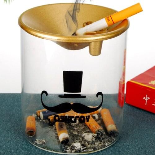 Creative Ashtray with Lid Multi-function Desk Glass Ash Tray Cigar Put Out with Holder Smoking Accessoriess Gift for Boyfriend