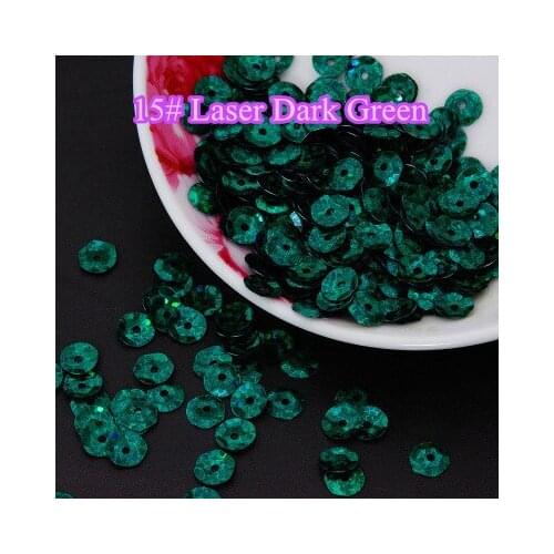 50g 8mm Cup Laser Bright Sequin Round Paillettes Sewing Hologram Sequins 15#Laser Dark Green Confetti Spangles