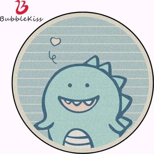 Bubble Kiss Cartoon Round Carpet Cute Home Customized Rugs Toothy Cyan Dragon Pattern Floor Mat Kids Bedroom Decoration Foot Pad