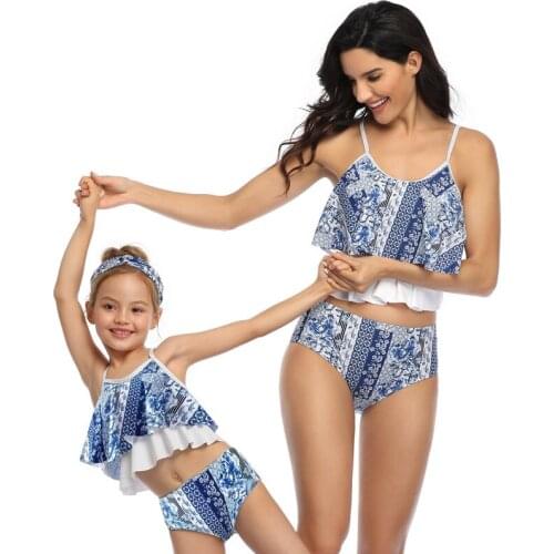 Summer Mother Daughter Vacation Sandy Beach Bikini Suits 2021 New Style Family Matching Outfits Swimming Clothing
