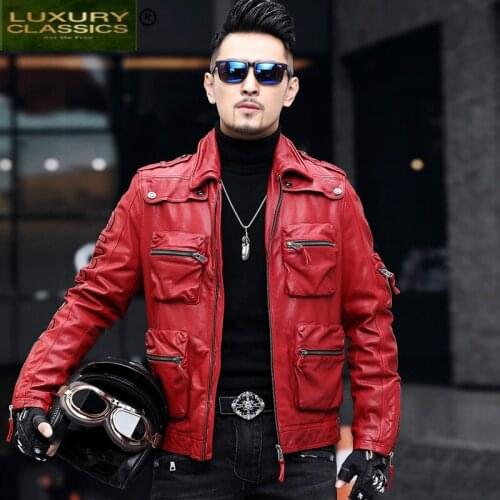 Sheepskin 100% Coat Real Men Autumn Winter Clothes 2021 Streetwear Genuine Leather Jacket Fit Moto Biker Coats B19JA19188