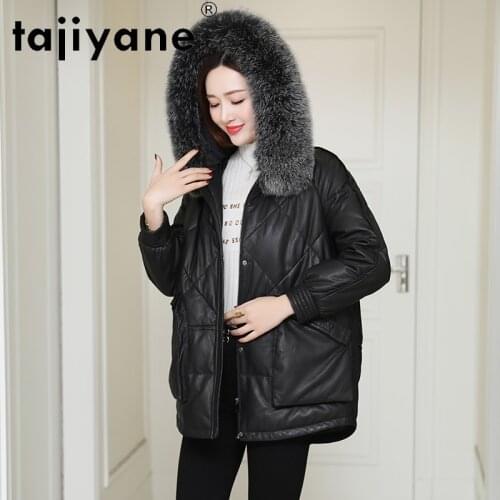 Tajiyane Jackets Women Genuine Sheepskin Coats Woman Real Fox Fur Collar Coat Female White Duck Down Jacket Mujer Parkas TN617