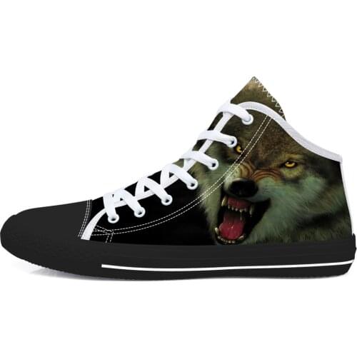 Cool Animal Print Mens Canvas Shoes Mid Top Fashion Sneaker for Male Casual Shoes Lace Up Flats Custom Design Footwear 2020 New