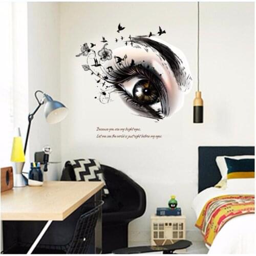 2017 New Big Eye Art Wall Sticker Beauty Salon DIY Vinyl Removable Home Decor Stickers Living Room Poster Eyebrow Shop Decals