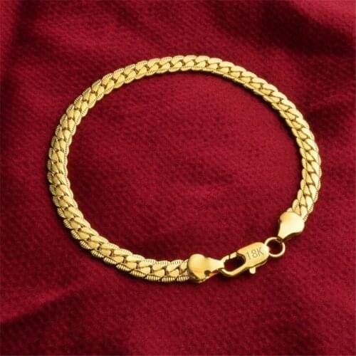 Wholesale 5MM Fashion Dubai Bangle Jewelry Gold Color Ethiopian Bracelet for Women Africa Arab Items18 K
