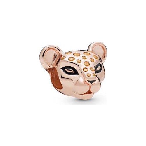 Genuine 925 Sterling Silver Beads Rose Gold Lioness With Honey Coloured Stones Charm Fit Pan Bracelet & Necklace Jewelry