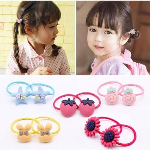 20pcs/Box Cute Cartoon Bow Flowers Rabbit Scrunchie For Girls Sweet Rubber Bands Headbands Hair Bands Fashion Hair Accessories