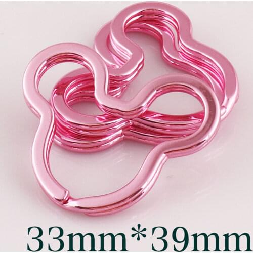 10PCS Pink Split Key Rings Mouse Head Split Jump Rings Key Chain Bulk Round Split Ring Charm Finding Key Fob Ring-33MM*39MM