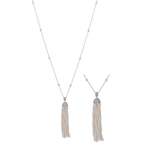 Silver, Thick Long Chain Pearl Dangle Silver Necklace, best present options for Your Loved Ones