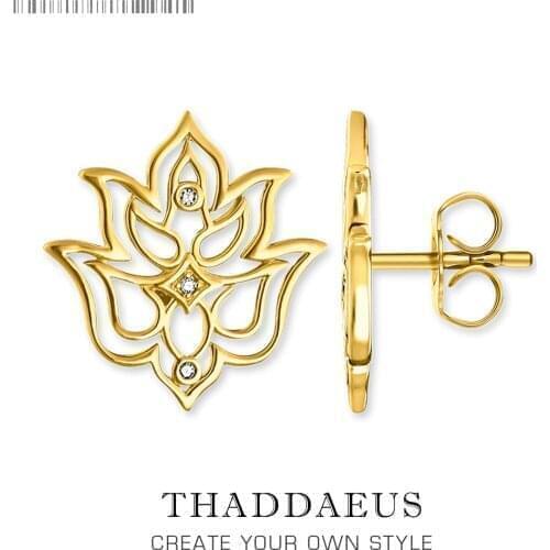 Lotus Flower Stud Earring,Europe Style Glod Color Fashion Good Jewerly For Women,2018 Gift In 925 Sterling Silver,Super Deals