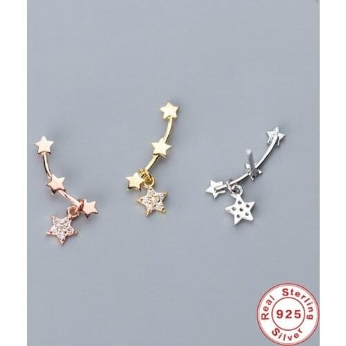 Charm Earrings 925 Sterling Silver Crystal Stud Earrings For Girls Geometric Earrings Birthday Gifts Jewelry pendientes de plata