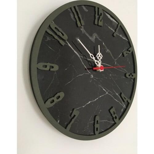 North Designed Bendir Mildew Green Decorative Wall Clock 30 Cm