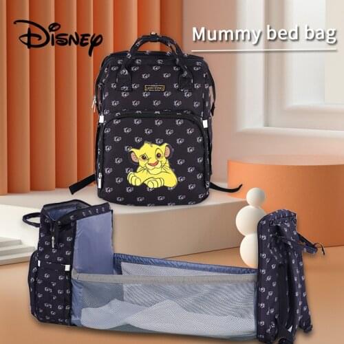 Disney Diaper Bag Cartoons Dual-Purpose Bed Bag Mommy Baby Bags Waterproof Maternity For Baby Care Nappy Bag Travel Stroller Bag