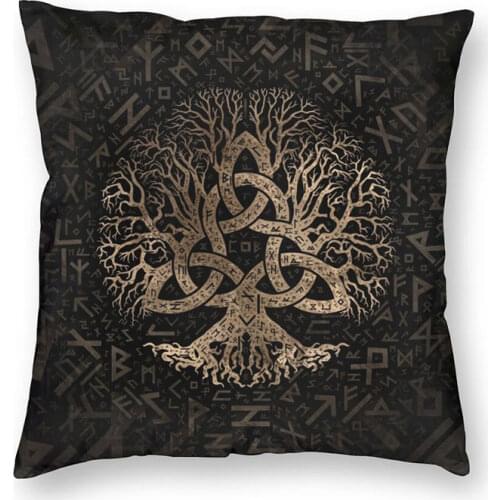 Tree Of Life Ornament Viking Cushion Cover Print Norse Yggdrasil Vikings Throw Pillow Case for Car Fashion Pillowcase Home Decor