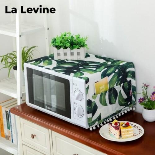 Waterproof Green Plant Rectangular Microwave Oven Cover Fabric Dust Cover Oil Proof Kitchen Storage Decoration Oven Cover
