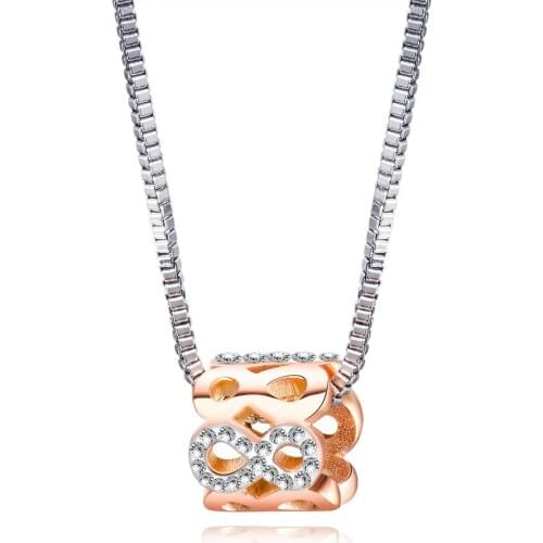 Top Quality Elegant Classic Stainless Steel Mosaic CZ Store Necklaces Rose Gold Color Necklace Pendants Jewelry Gift for Women