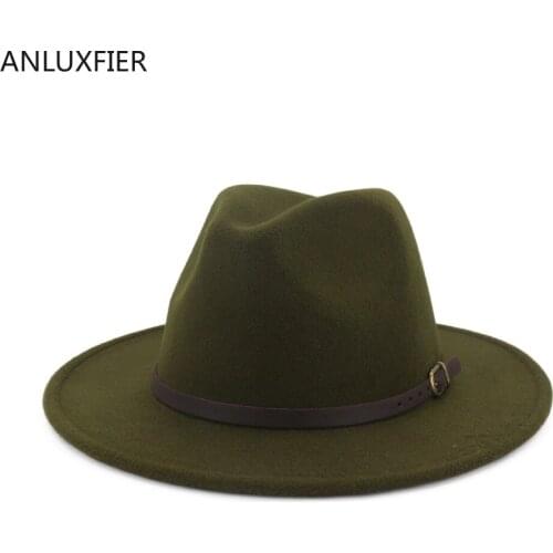 X3007 Unisex Wool Fedora Hats Adult Fashion Black Woolen Hat Jazz Hat Adjsutable Size Flat Woolen Caps