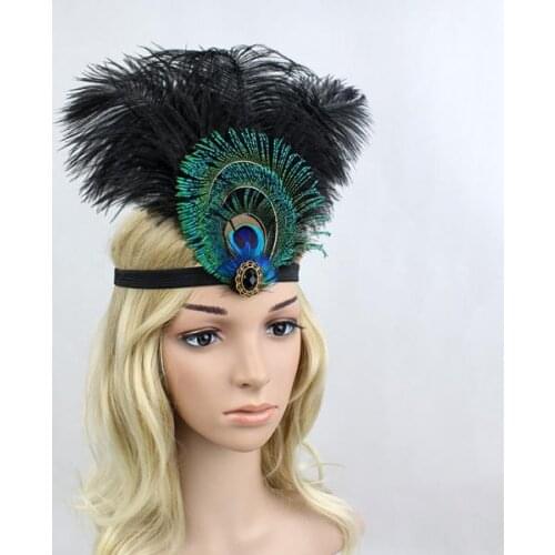 Feather Headdress Brazil Ostrich Feather Headband Headpiece Carnival Halloween Women Flapper Feather Headpiece Party Headpiece