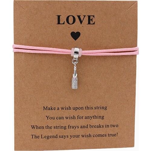 Wine bottle charms Wish Bracelet Mom Dad Baby Kids Gift Simple Red String Charm Bracelets Jewelry for Women Men