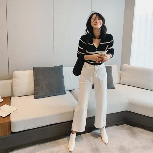 2021 Womens Striped Print Cardigan Top Za Woman Coat Sweater Korean Style Y2k Blouse Vest Female Clothes Jumper Long Sleeve Emo