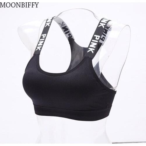 Womens Sports Bra Push Up Fitness Bra Yoga Bra Sport Underwear Running Gym Fitness Tops Black White Letters Seamless Underwear
