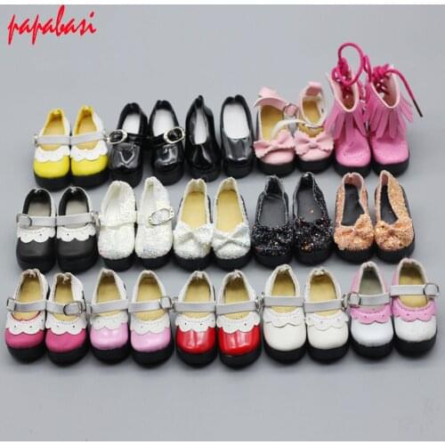 1 pair pu leather doll shoes for dolls 1/4 bjd dolls and 16 inches Sharon doll clothing accessories 6.3*2.5cm