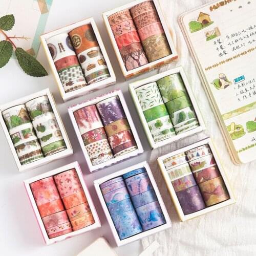 10 Rolls Paper Washi Tape Ocean Stars Floral Japanese Decorative Masking Adhesive Sticker Scrapbooking Stationery Supplies