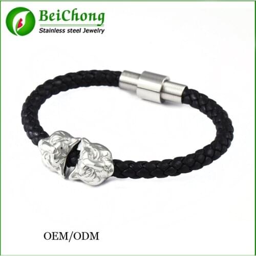 10 pcs)Wholesale Jewelry Genuine Leather Tiger Bangle Northskull Bracelet Bangle Skin Bangle For Men