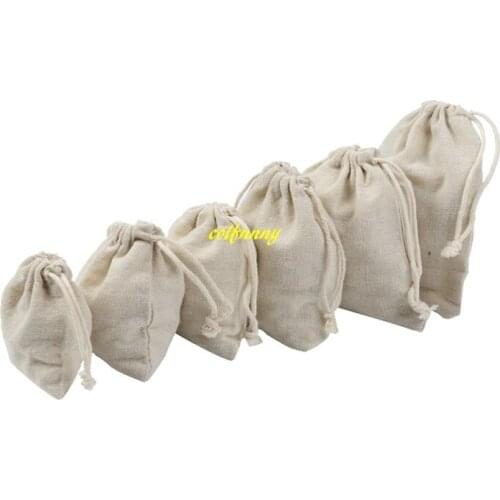 1000pcs 7*9cm 8*10 9x12 10*14 12*15cm 13*18 15*20 17*23 20*30cm Flat mouth Drawstring Pouch storage bag Cotton Burlap Gift Bags