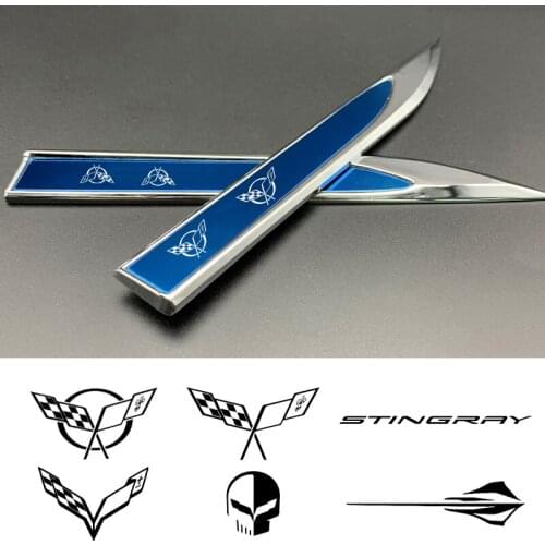2PCS 3D Metal Emblem Badge Car Body Side Decoration Sticker For Corvette c3 c4 c5 c6 c7 c8 car accessories car sticker