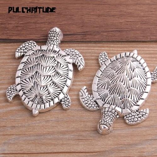 2PCS 41*58mm Metal Zinc Alloy Big Animals Turtle Charms Fit Jewelry Pendant Charms Makings