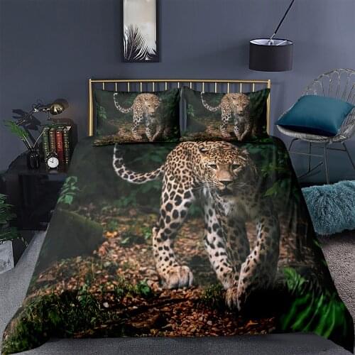 3D Cheetah Quilt Cover Leopard Pattern Duvet Cover Animal Bedding Set Pillowcase 2/3 Pcs Single Twin Full Double Queen King Size