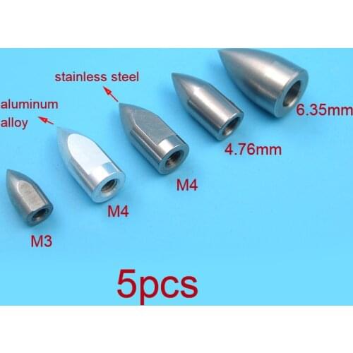 5Pcs M3 M4 4.76mm/6.35mm Bullet Nuts Boat Shaft Propeller Fixing Bullet Nut Parts for DIY RC Electric/Methanol/Gasoline Boat
