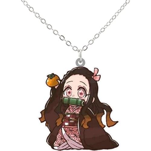 Cartoon Acrylic Pendant Necklace Demon Slayer Kimetsu no Yaiba Choker Women Men Cosplay Jewelry Accessories Gift Dropshipping