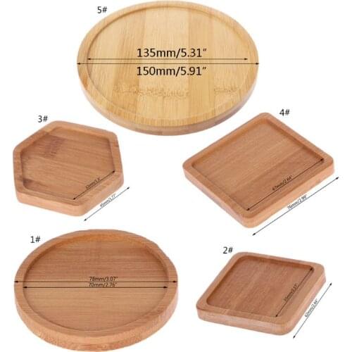 Bamboo Round Square Bowls Plates For Succulents Pots Trays Base Stander Garden Decor Home Decoration Crafts