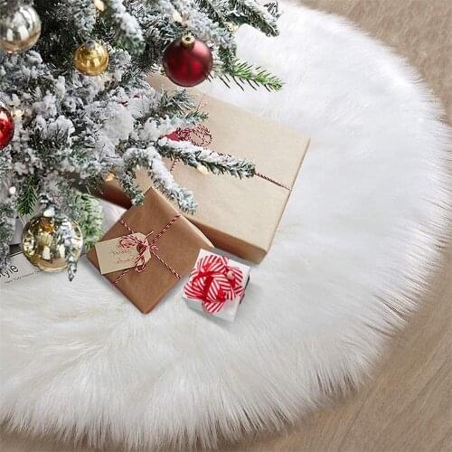 White Christmas Tree Skirt Plush Faux Fur Xmas Tree Carpet Merry Christmas Tree Decorations Ornament New Year Home Floor Decor