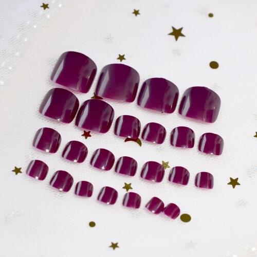 Glitter False Nail Toe Nails Noble Purple Deep Purple Nails For Toes Flat Top Nail Tips Simple Style N0100t