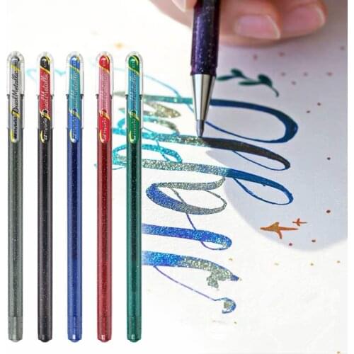 1pc Pentel K110 K108 Hybrid Shiny Colour Two-color Mixed Glitter Gel Pen Milk Color 0.8/1.0mm Card Decorative Painting Design