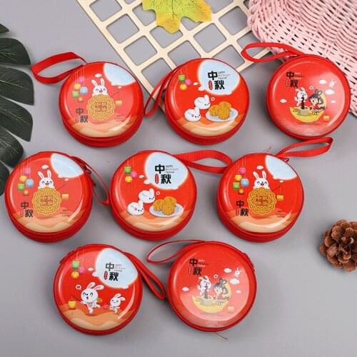 Mid Autumn Festival zero wallet Purse Headphone Case Cute Small Tinplate Wallet Change Bag Key Holder Pocket Coin Box