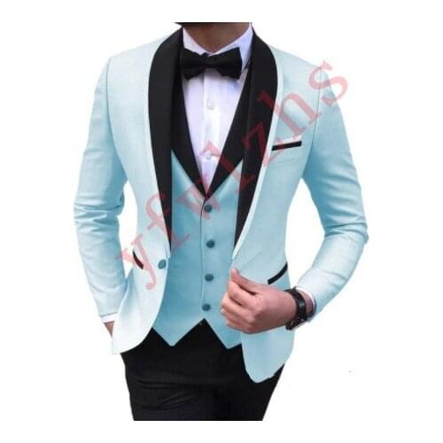 Handsome Groomsmen Shawl Lapel Groom Tuxedos Mens Wedding Dress Man Jacket Blazer Prom Dinner (Jacket+Pants+Tie+Vest) A242
