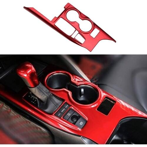 Red ABS Gear Shift Knob Console Panel Trims Cup Holder Cover Decor Sticker for Toyota Camry XLE/XSE 2018 2019 2020 2021